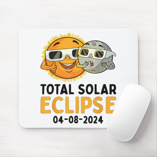 Total Solar Eclipse 2024 Brillen Funny Sun Moon Ki Mousepad (Mit Mouse)