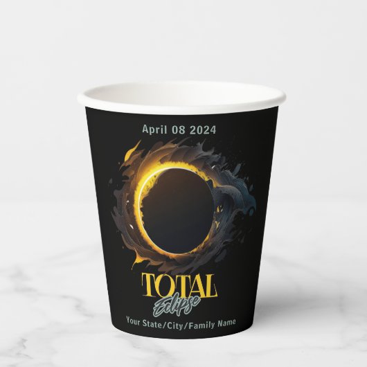 Total Solar Eclipse 2024 Ihr City Staat Cosmic Pappbecher (Vorderseite)