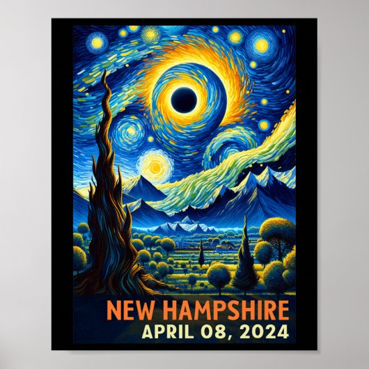 Total Solar Eclipse 2024 New Hampshire Starry Nigh Poster (Vorne)