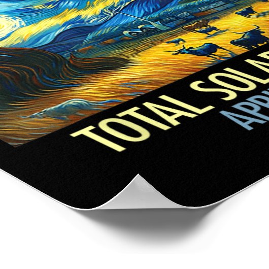 Total Solar Eclipse 2024 Starry Night Van Gogh Tot Poster (Ecke)