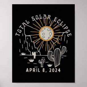 Total Solar Eclipse 2024 Totalily Western Texas Us Poster