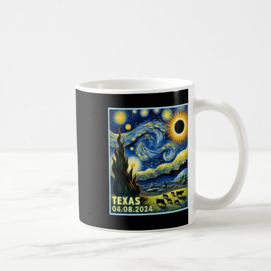 Total Solar Eclipse 2024 Van Gogh Starry Night Sty Kaffeetasse (Rechts)