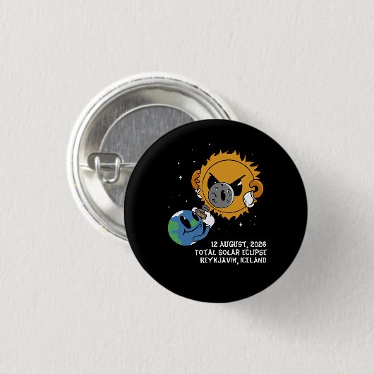 Total Solar Eclipse 2026 Iceland Photobomb Button (Vorne & Hinten)