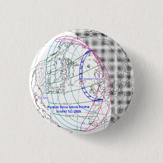 Total Solar Eclipse 2026 Map Button (Vorderseite)