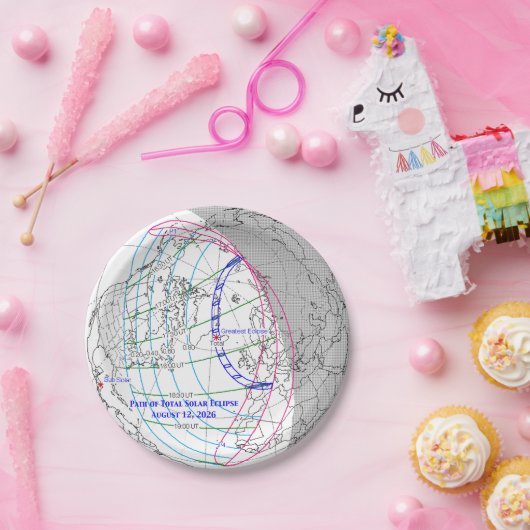 Total Solar Eclipse 2026 Map Pappteller (Party)