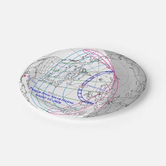 Total Solar Eclipse 2026 Map Pappteller (Schrägansicht)