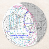 Total Solar Eclipse 2026 Map Runder Pappuntersetzer (Vorderseite)