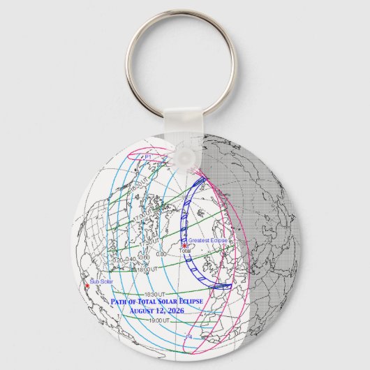 Total Solar Eclipse 2026 Map Schlüsselanhänger (Vorderseite)
