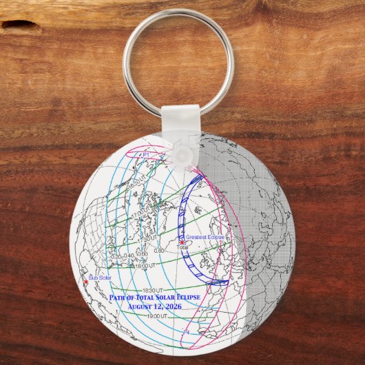Total Solar Eclipse 2026 Map Schlüsselanhänger (Rückseite)