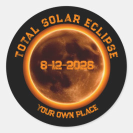 Total Solar Eclipse 2026 Runder Aufkleber