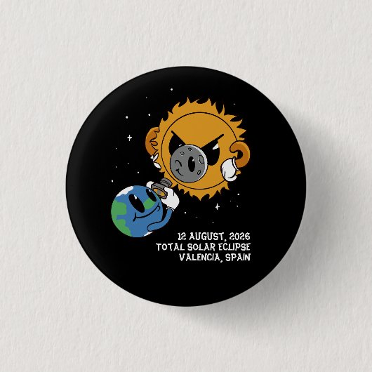 Total Solar Eclipse 2026 Spain Photobomb Button (Vorderseite)