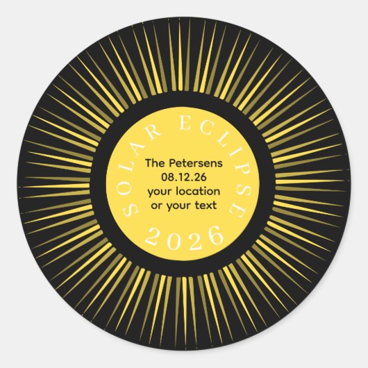 Total solar eclipse 2026 your name personalized runder aufkleber (Vorderseite)