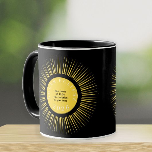 Total solar eclipse 2026 your text personalized tasse