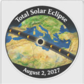 Total Solar Eclipse 2027 Map Aufkleber (Vorderseite)