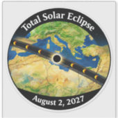 Total Solar Eclipse 2027 Map Aufkleber (Vorderseite)