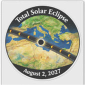 Total Solar Eclipse 2027 Map Aufkleber (Vorderseite)