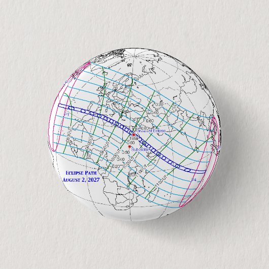 Total Solar Eclipse 2027 Map Button (Vorderseite)