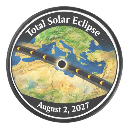 Total Solar Eclipse 2027 Map Eishockey Puck (Vorderseite)