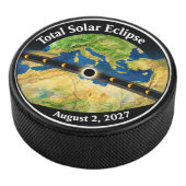 Total Solar Eclipse 2027 Map Eishockey Puck (3/4)
