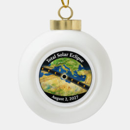 Total Solar Eclipse 2027 Map Keramik Kugel-Ornament