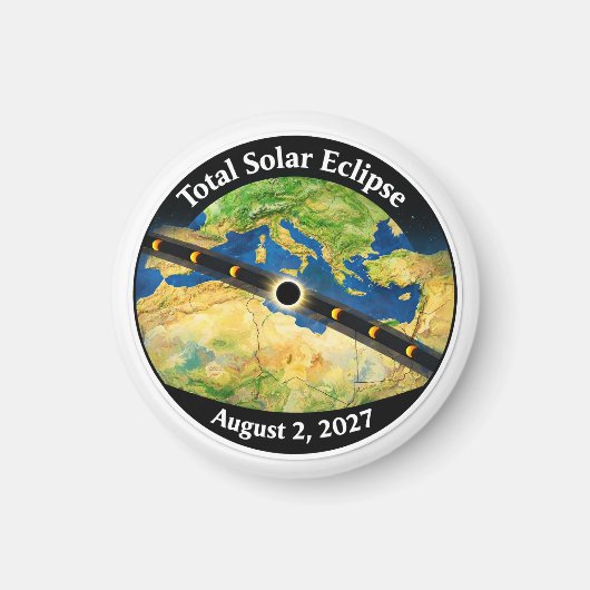 Total Solar Eclipse 2027 Map Magnet (Vorne)