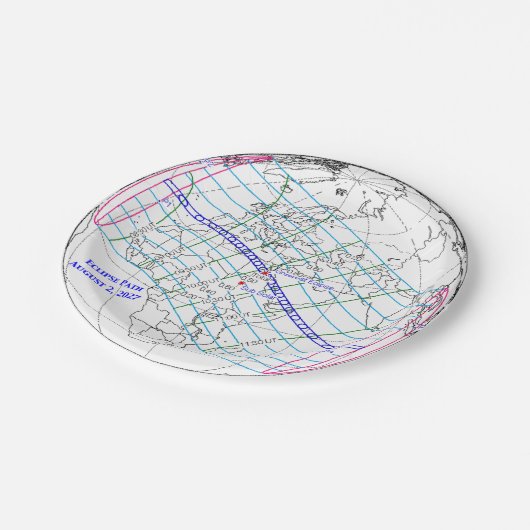 Total Solar Eclipse 2027 Map Pappteller (Schrägansicht)