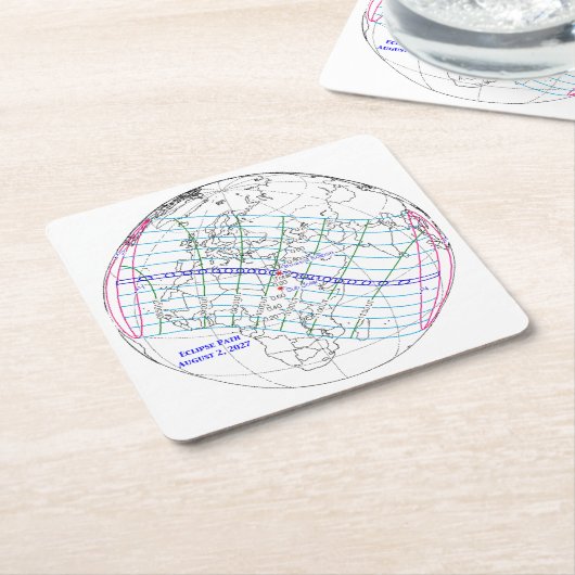 Total Solar Eclipse 2027 Map Rechteckiger Pappuntersetzer (angewinkelt)