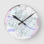 Total Solar Eclipse 2027 Map Runde Wanduhr (Vorderseite)