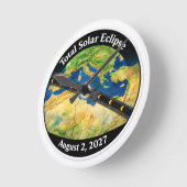 Total Solar Eclipse 2027 Map Runde Wanduhr (Winkel)