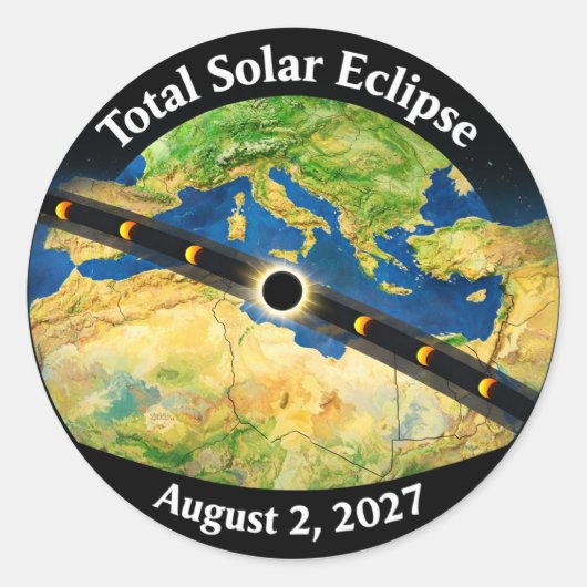 Total Solar Eclipse 2027 Map Runder Aufkleber (Vorderseite)