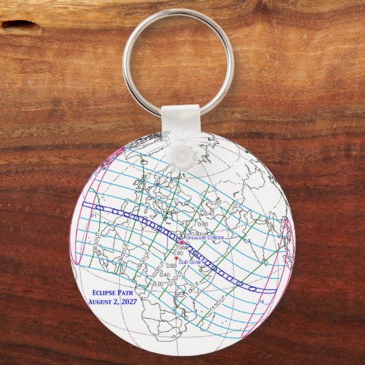 Total Solar Eclipse 2027 Map Schlüsselanhänger (Rückseite)