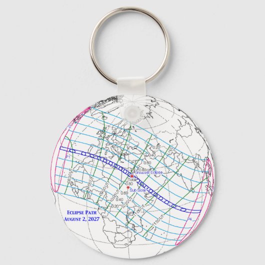 Total Solar Eclipse 2027 Map Schlüsselanhänger (Rückseite)