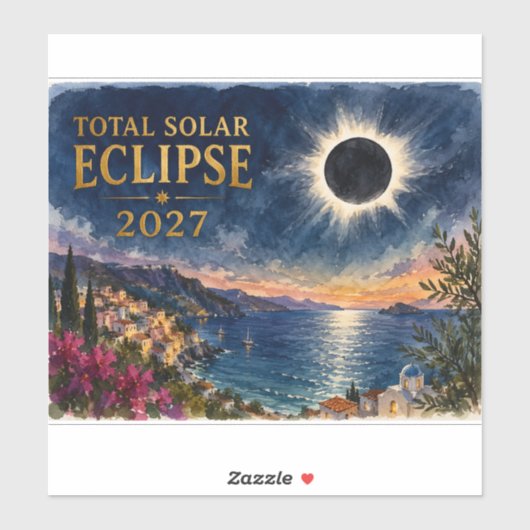 Total Solar Eclipse 2027 Mediterranean  Aufkleber (Blatt)