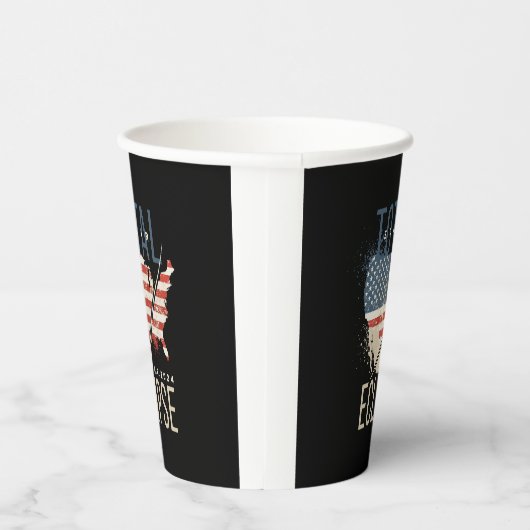 Total Solar Eclipse 4.8.2024 Patriotic USA Karte Pappbecher (Rechts)