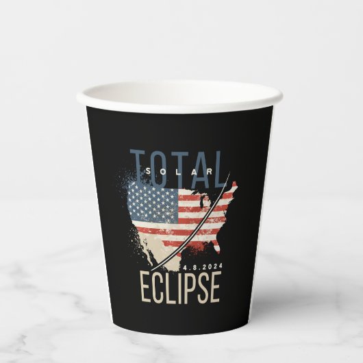 Total Solar Eclipse 4.8.2024 Patriotic USA Karte Pappbecher (Vorderseite)
