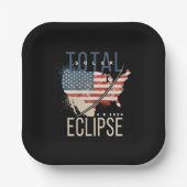 Total Solar Eclipse 4.8.2024 Patriotic USA Karte Pappteller (Vorderseite)