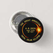Total Solar Eclipse 4.8.2024 USA Benutzerdefiniert Button (Vorne & Hinten)