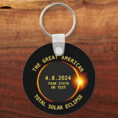 Total Solar Eclipse 4.8.2024 USA Benutzerdefiniert Schlüsselanhänger (Rückseite)