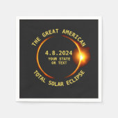 Total Solar Eclipse 4.8.2024 USA Benutzerdefiniert Serviette (Vorderseite)