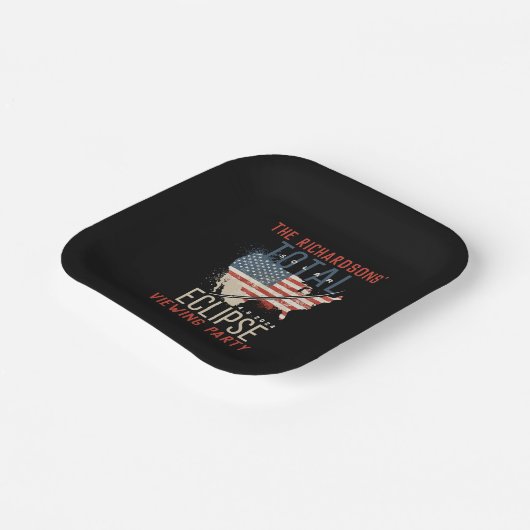 Total Solar Eclipse 4.8.2024 USA Map Personalisier Pappteller (Gewinkelt)