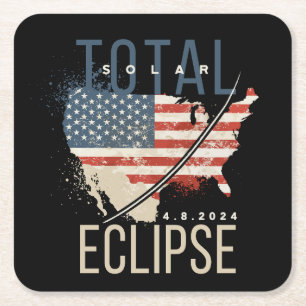 Total Solar Eclipse 4.8.2024 USA Map Personalisier Rechteckiger Pappuntersetzer
