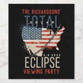 Total Solar Eclipse 4.8.2024 USA Map Personalisier Weinetikett (Einzelnes Label)