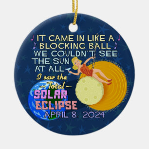 Total Solar Eclipse 8. April 2024 American Funny Keramik Ornament
