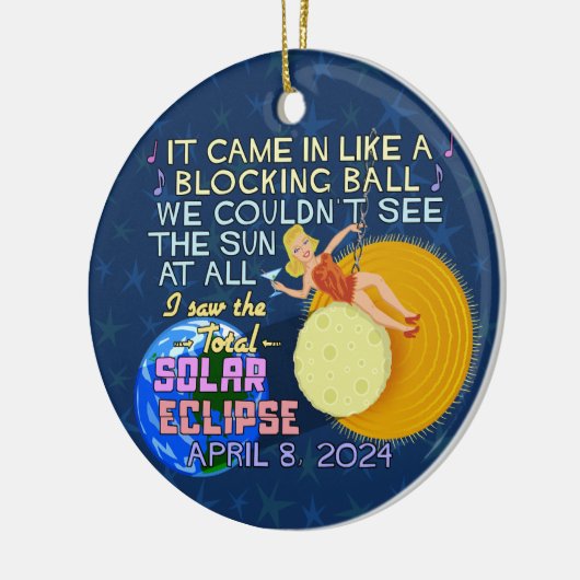 Total Solar Eclipse 8. April 2024 American Funny Keramik Ornament (Links)