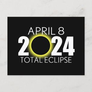 Total Solar Eclipse - 8. April 2024 - Black Design Postkarte