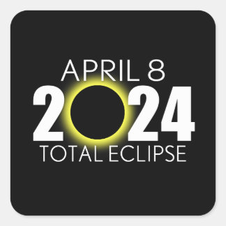 Total Solar Eclipse - 8. April 2024 - Black Design Quadratischer Aufkleber