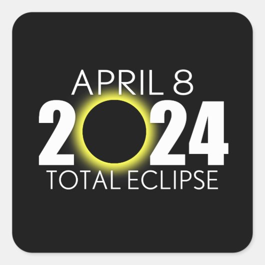 Total Solar Eclipse - 8. April 2024 - Black Design Quadratischer Aufkleber (Vorderseite)