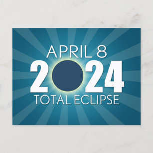 Total Solar Eclipse - 8. April 2024 - Blue Design Postkarte