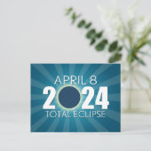 Total Solar Eclipse - 8. April 2024 - Blue Design Postkarte (Stehend Vorderseite)