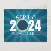 Total Solar Eclipse - 8. April 2024 - Blue Design Postkarte (Vorderseite)